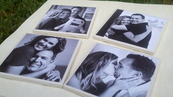 Black & White Wedding Photo Coasters 