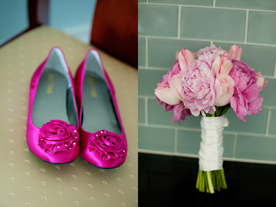 Pink Wedding Shoes and Peonies